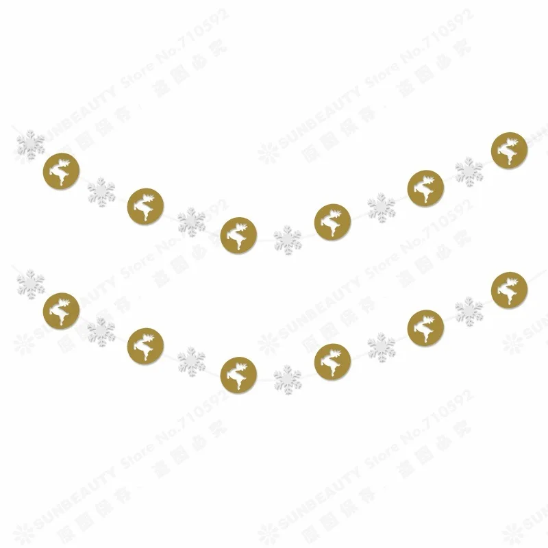 

3m Long Elks&Snowflake Pieces Garlands Christmas Decoration Hanging Paper Supplies Party Home Kids Birthday Ornament