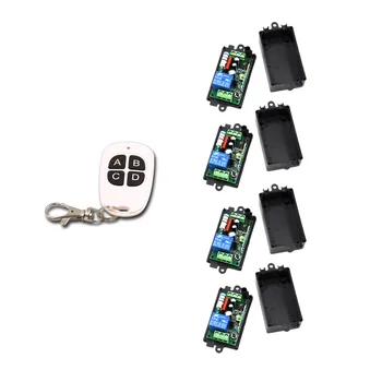 

Hot Sales AC110V 22OV 1CH Wireless Remote Control System Teleswitch Transmitter with 4Receiver Universal Gate Remote Control