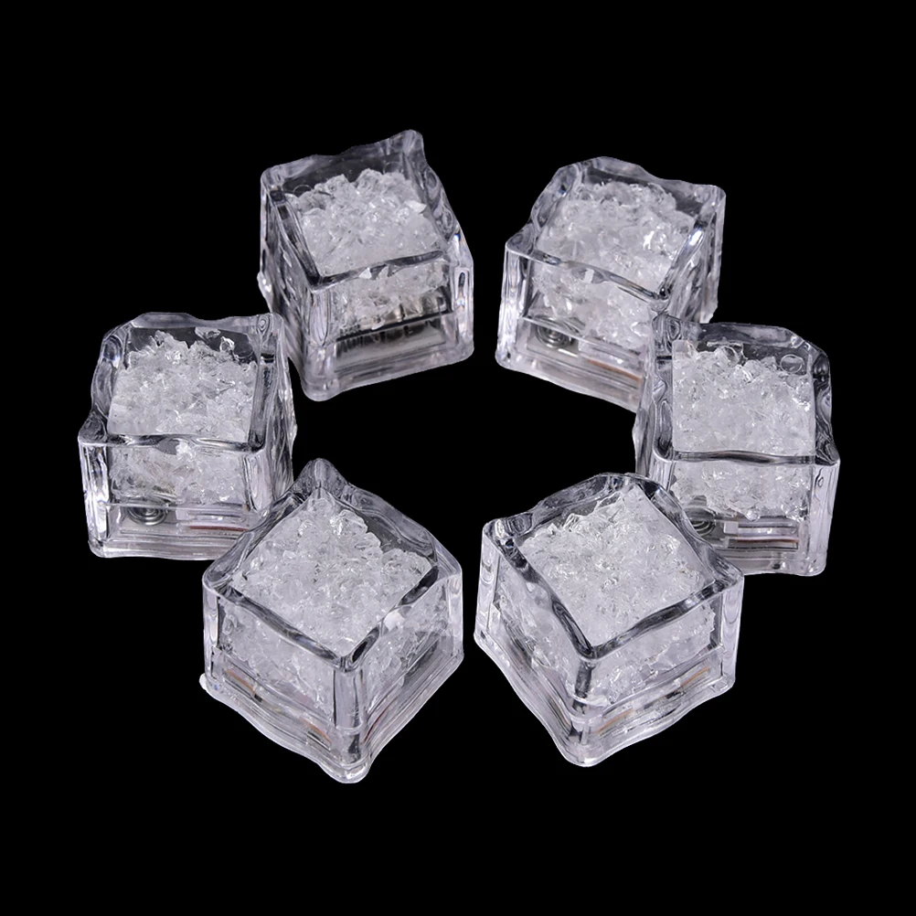 

6pcs Multi Colors DIY Colorful Flash LED Ice Cubes Wedding Festival Decor Party Props Luminous LED Glowing Induction Ice Cubes