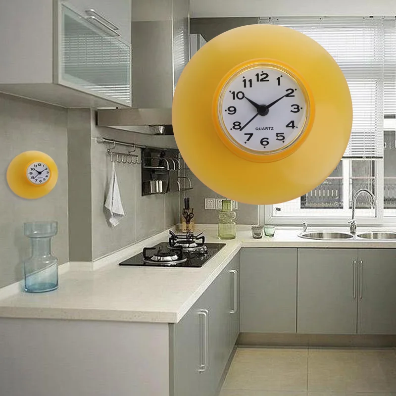 Силиконовые Ванная Кухня Душ всасывания настенные часы водостойкие Таймер Стекло