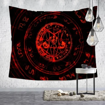 

Satanic Witchcraft Tapestry Wall Hanging Tapestries Mysterious Divination Baphomet Occult Home Wall Black Cool Decor