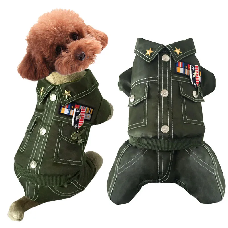 USA army Dog cat Pet cotton padded Jacket Coat dog puppy snowsuit ski