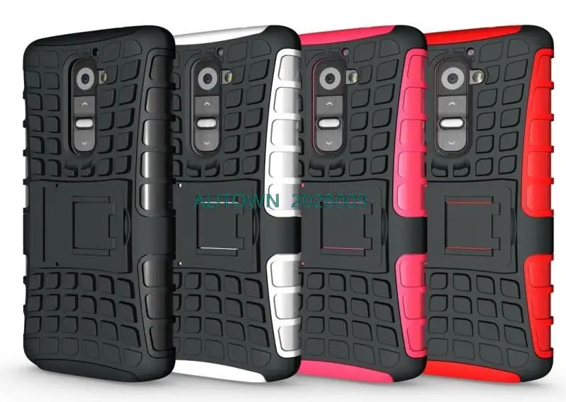 200pcs Rugged Hard TPU + PC Case Robot Cell Phone Back Case Cover With Stand Holder For LG G2 Optimus