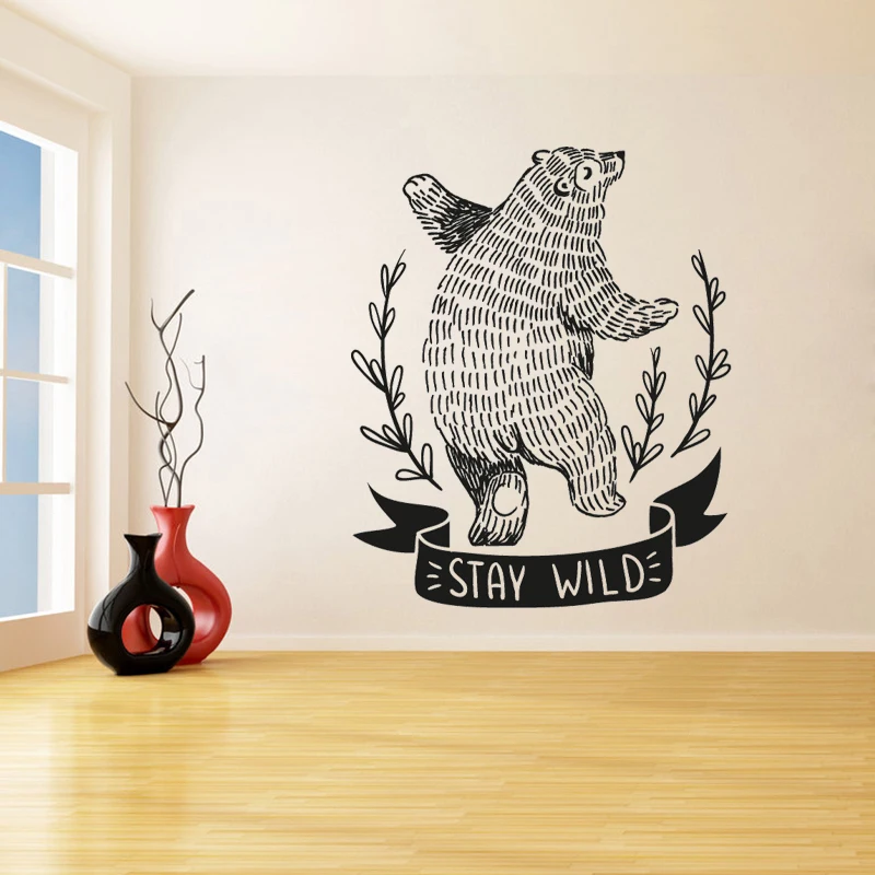 Stay Wild Nature Pets Birds Wall Stickers for Living Room Home Decor