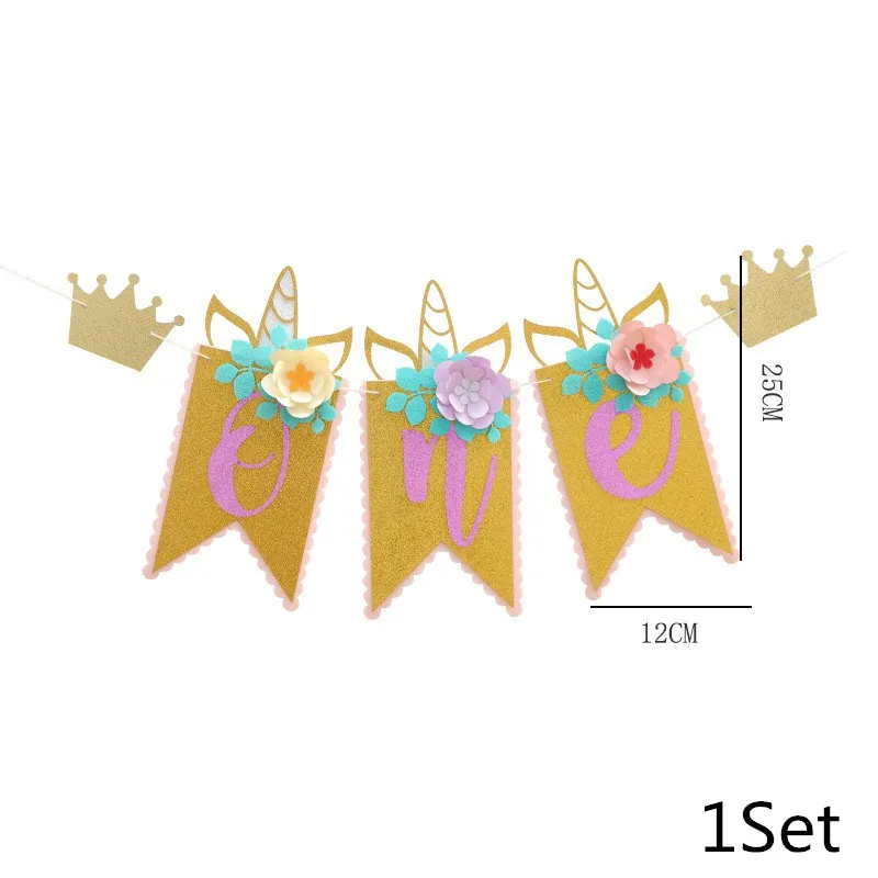 Chicinlife 1 компл. Розовый номер один высокий стул баннер для вечеринки в честь Дня Рождения ребенок душ девочка 1-й День Рождения овсянка гирлянда для украшения поставки - Цвет: 1Set