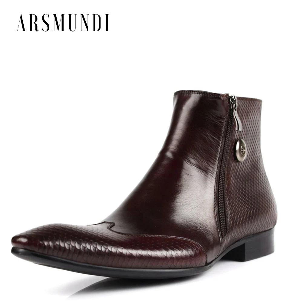 melhor Botas de Tornozelo dos homens Oxfords Casamento Vestido Chakku Apontou Botas Dedo Do Pé de Couro Genuíno Sapatos 2018 Nova