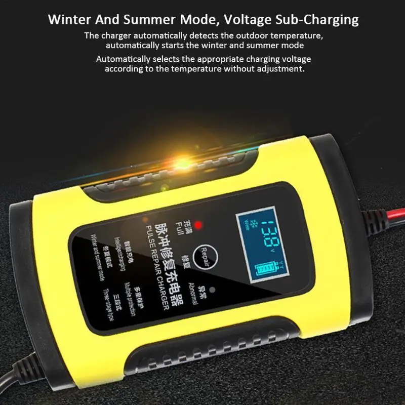 

Full Automatic Car Battery Charger 110V to 220V To 12V 6A Intelligent Fast Power Charging Wet Dry Lead Acid Digital LCD Display