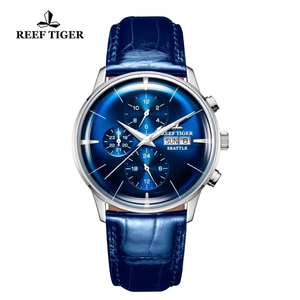 Риф Тигр/RT Топ Роскошные модные часы мужские все синие многофункциональные механические наручные часы Relogio Masculino RGA1699