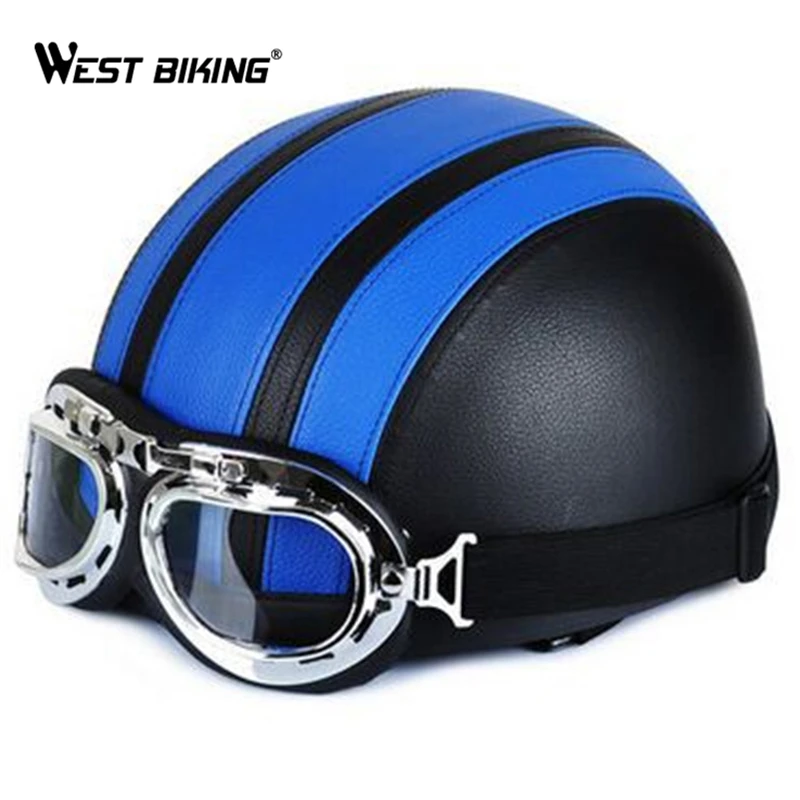 Cycling Open Face Half Leather Helmet 
