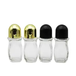 30 мл прозрачное бесцветное стекло бутылка с рулоном на золото/черная крышка крема для век, духи, эфирные масла, дезодорант/флакон с духами