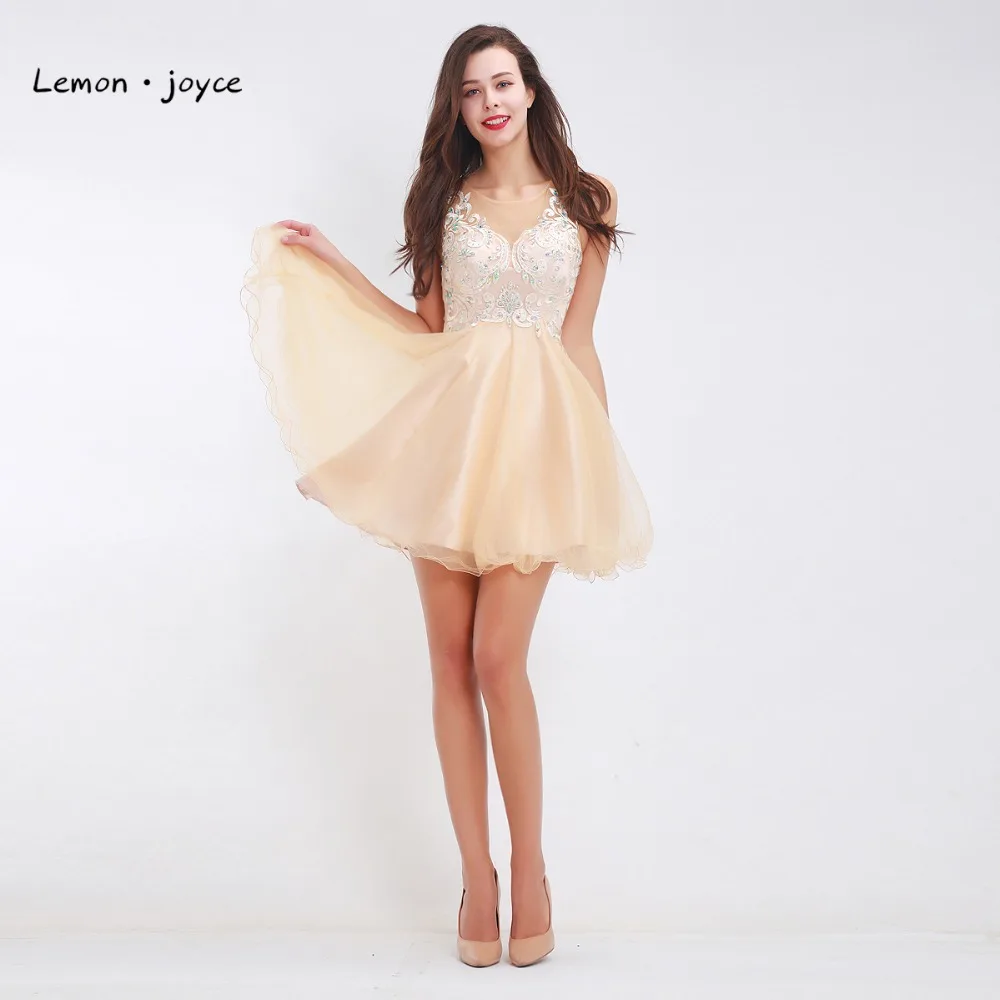 Champagne A Line Mini Prom Dresses 2018 New Simple Styles Champagne A Line Mini Prom Dresses 2018 New Simple Styles