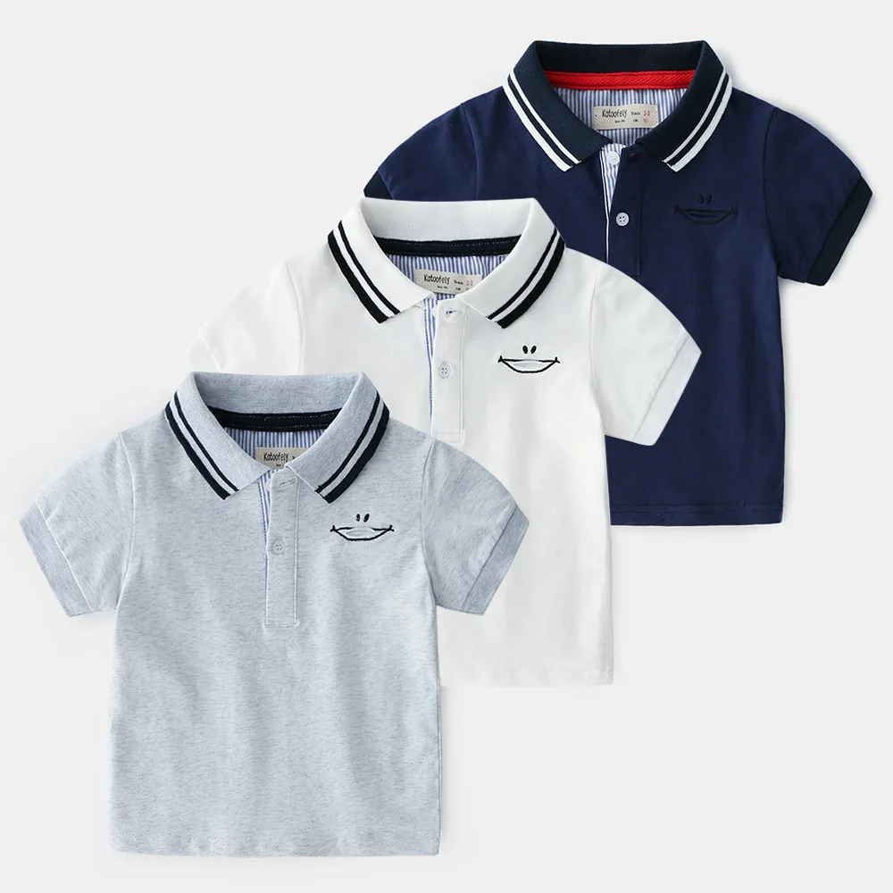 

Katoofely Polo Shirt baby boy clothes Summer short-sleeved shirt 100% Cartoon smiling face comfortable children clothes