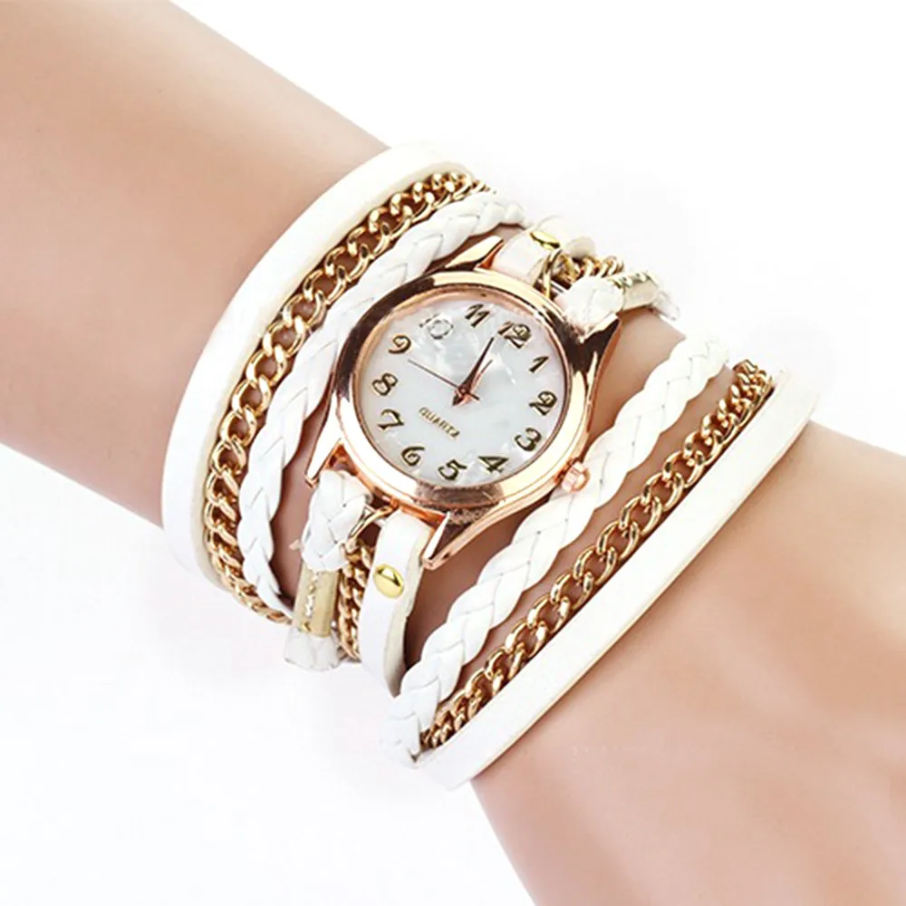 Часы женские Многослойные кварцевые с ремешком из искусственной кожи|bracelet sports