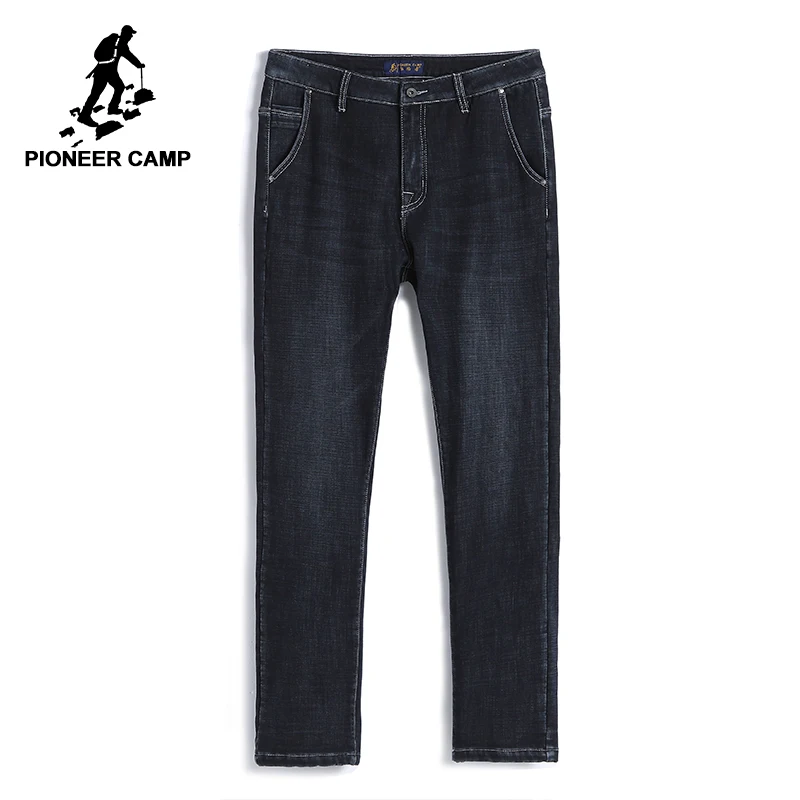 Мужские флисовые джинсы Pioneer Camp черные плотные теплые прямые на осень и зиму