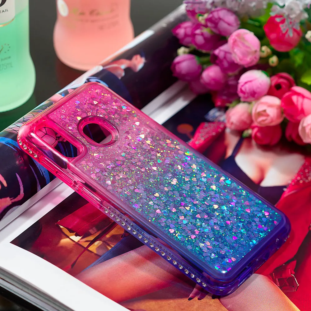 Симпатичный мягкий чехол для Samsung Galaxy Wide4 A30 A20 2019 блестящий бриллиантовый жидкий