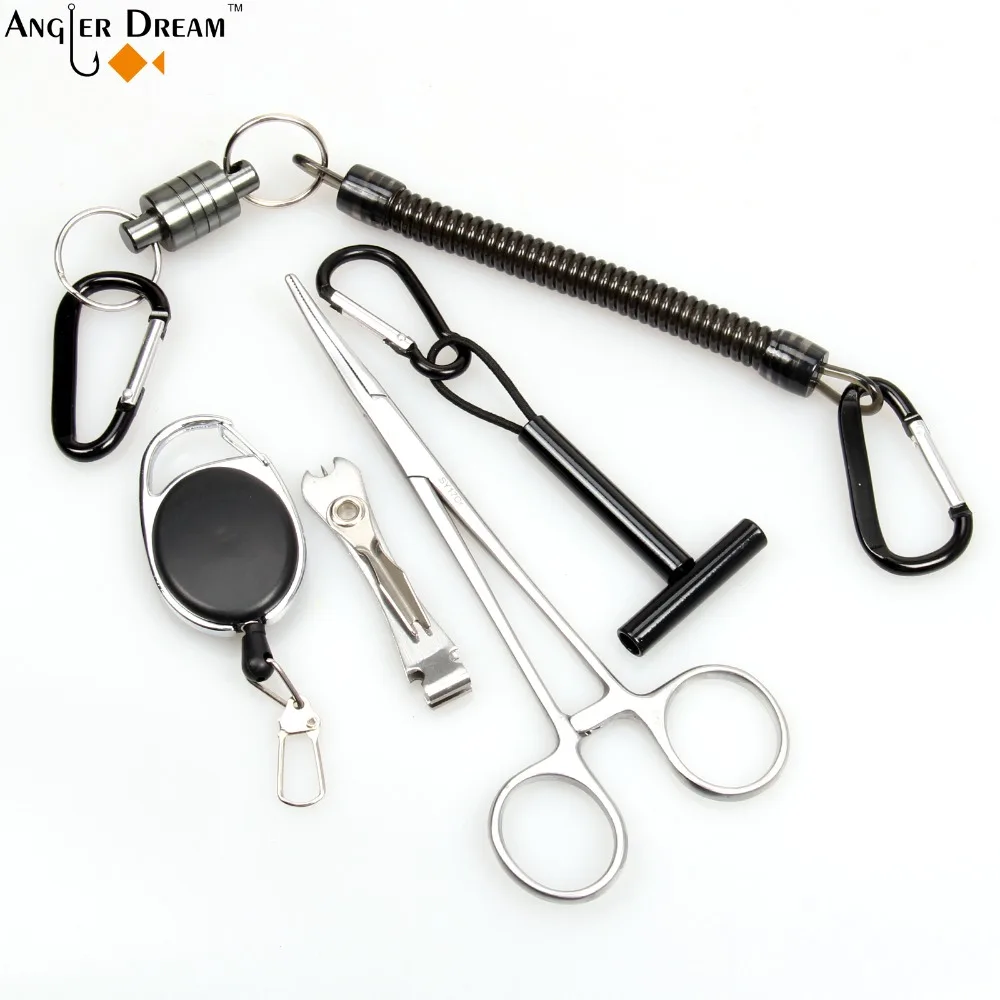 

Fly Fishing Accessory Curved Forcep with Retractable Gear Nipper Lanyard Fishing Tippet Holder Net Release Holder with Lanyard