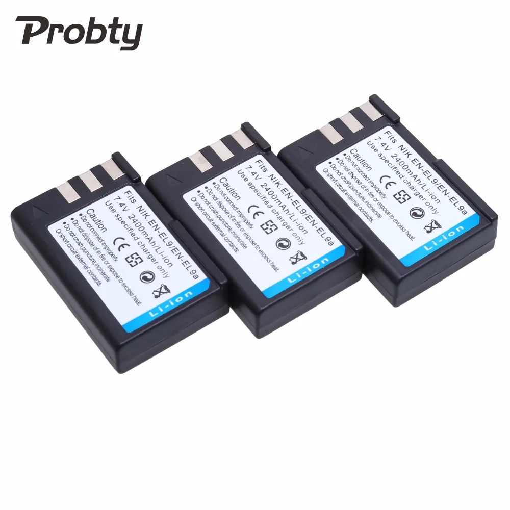 

PROBTY 3Pcs EN-EL9 EN EL9 ENEL9 Battery for Nikon D40 D40X D60 D3000 D5000 Camera 2400mAh High Capacity Replacement Battery