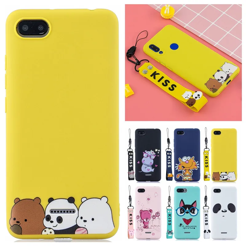

Xiaomi Redmi 6A Case on for Coque Xiaomi Redmi 6A 5A 4A 4X 6 Pro 5Plus Cover Candy Soft TPU Silicone Cover Lanyard Phone Case