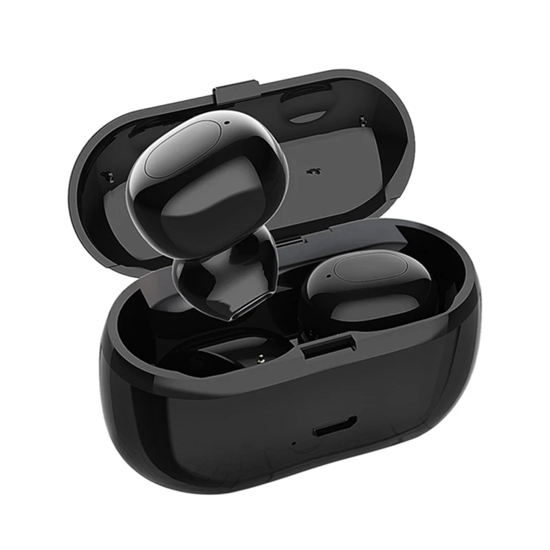 

Mini Wireless Bluetooth Headset Charging Box Hifi Earbud With Mic Sports Headset Touch Control Earphone For Phone Black White T6