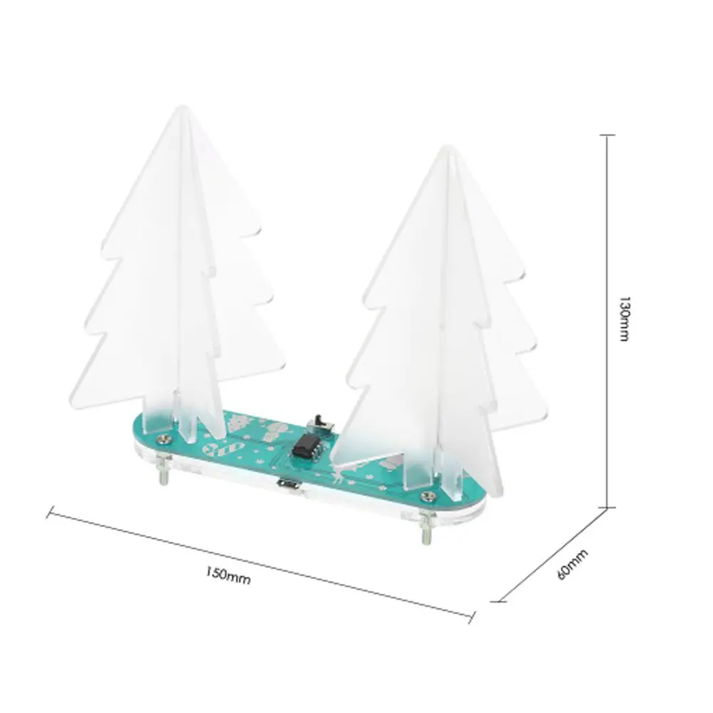 

DIY Full Color Changing LED Acrylic 3D Christmas Tree Electronic Learning Kit Green PCB Board+Transparent acrylic