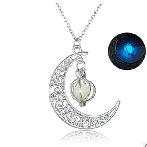 Модное женское ожерелье с подвеской из блестящего камня и Луны, модное ювелирное ожерелье оптом - Окраска металла: B