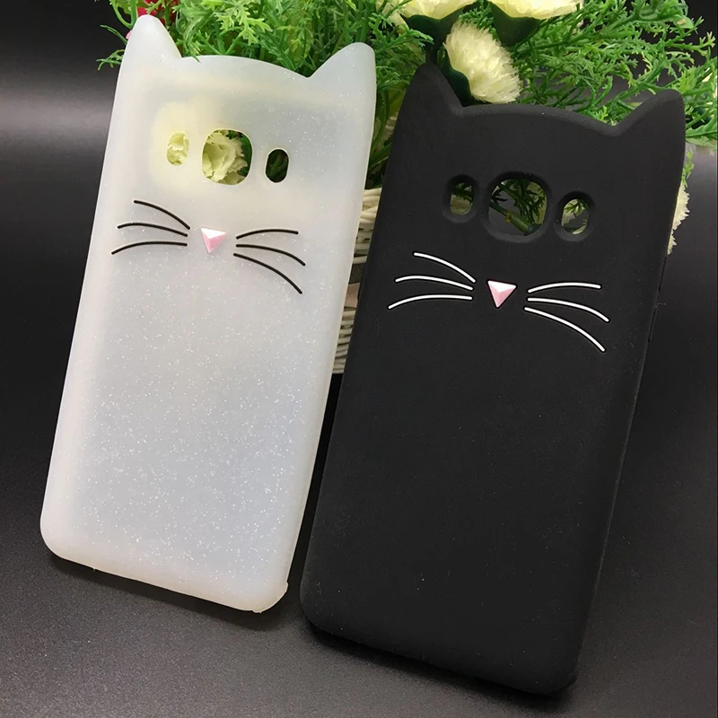 New Japan Cute 3D Glitter Beard cat soft silicon phone case For samsung galaxy j510 j3 j7 j5 2016 j710 Cartoon Coque back cover (1)