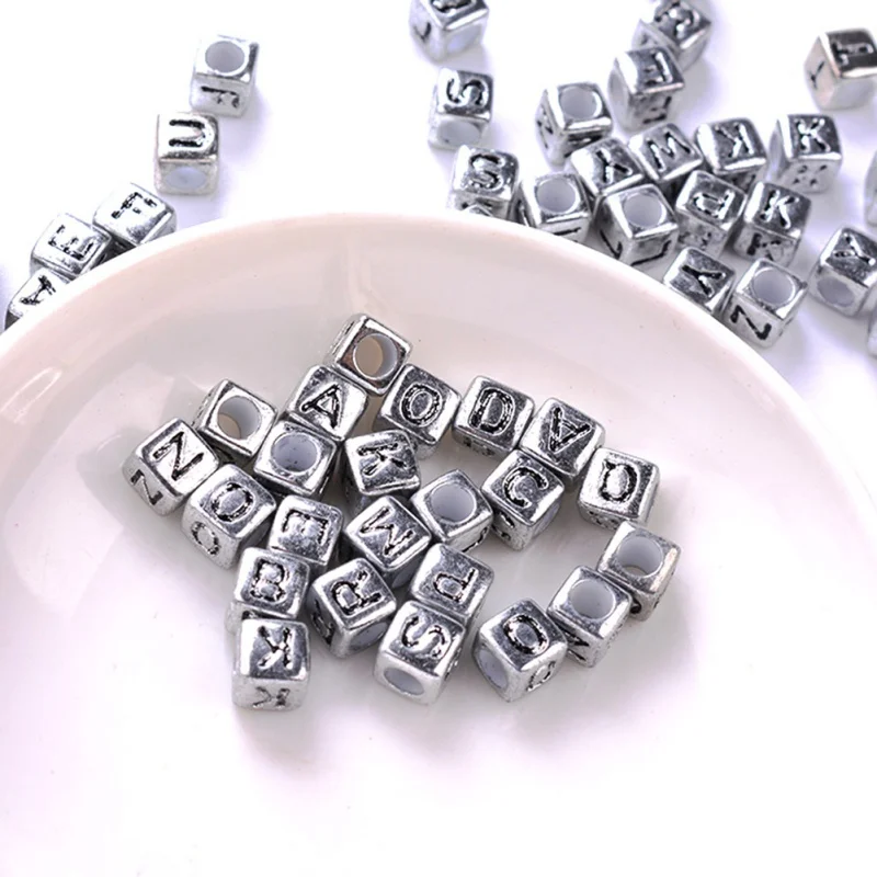 Mixed Square Alphabet Letter Beads Charms Necklace Bracelet For Jewelry Making DIY Accessories
