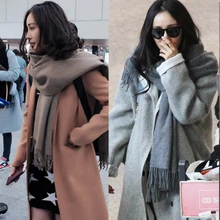 Autumn and winter with Korean female winter pure cashmere wool scarf knitting scarf lengthening thickening