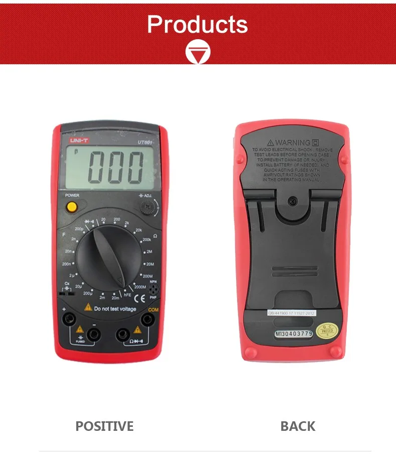 UNI-T UT601 мультиметр Современный профессиональный измеритель емкости омметры конденсатор резистор транзистор тест непрерывности зуммер