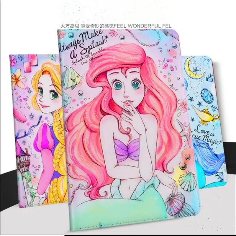 

Princess illustration leather cover for ipad air 1 2/2017 new 9.7/2018 new/pro 9.7 common tablet case with stand sleep