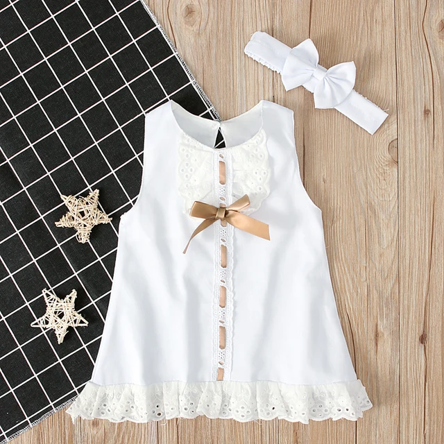 Rorychen Brand 2019 New Summer Girls Dress Sleeveless Girls Casual Maxi Dresses Fashion Kids Clothes with Headbands 1