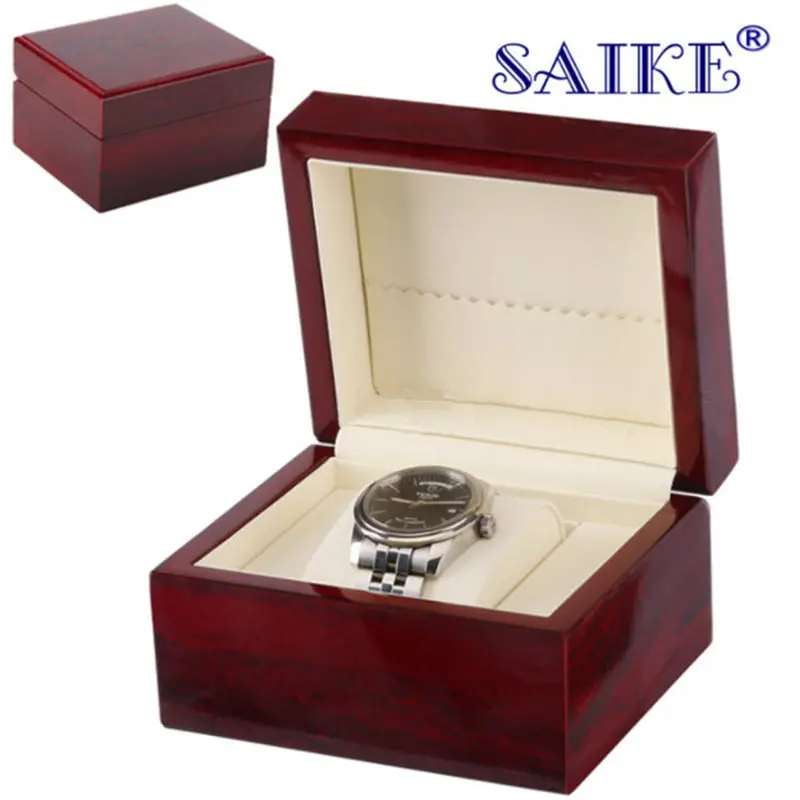 Один деревянный чехол для часов, красная роскошная коробка для хранения часов, новые часы, Подарочная коробка, чехол для дисплея для механических часов B078