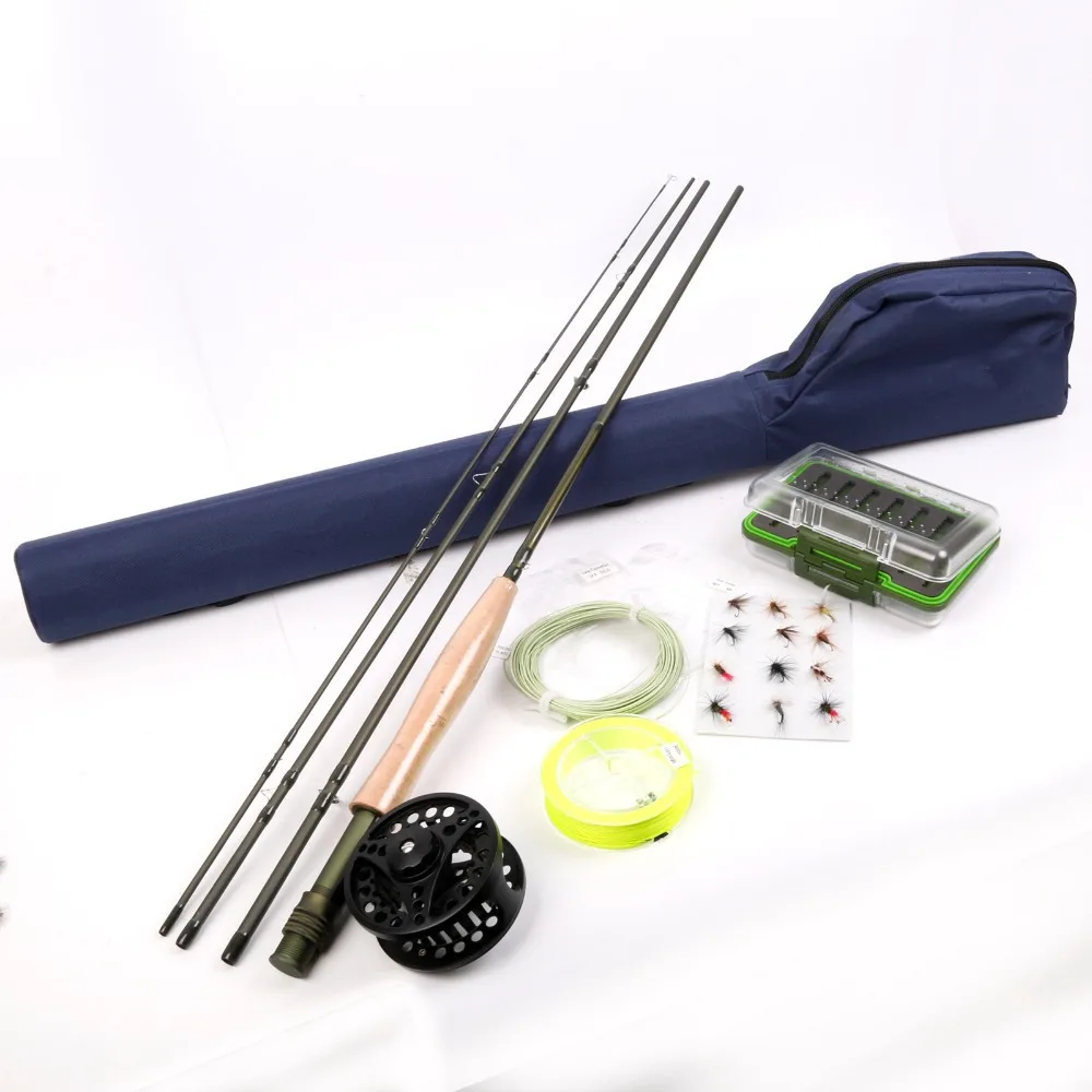 9FT 5WT Fly Rod &Fly Reel Combo Fly Fishing Rod Line Backing Flies Box