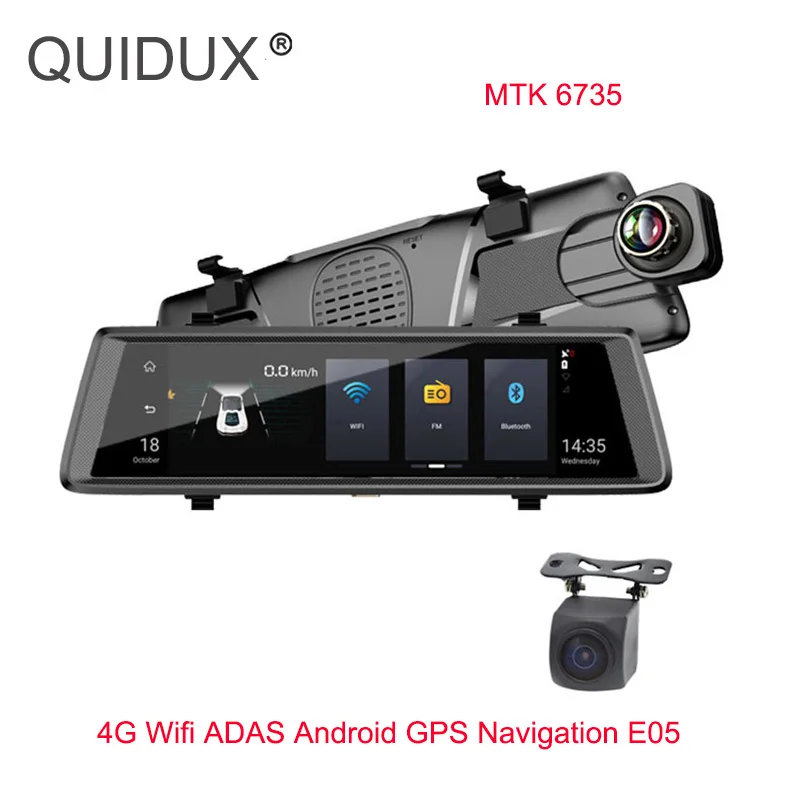 QUIDUX 1" ips Android Dashcam 4G Смарт зеркало заднего вида ADAS gps Navigetion FHD видео рекордер Bluetooth wifi Автомобильный видеорегистратор - Название цвета: E05