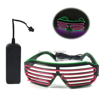 

High Quanlity Thanksgiving Decor EL wire Shutter Glasses Holiday Lighting LED Strip Luminous Sun Glasses for Dance Performance
