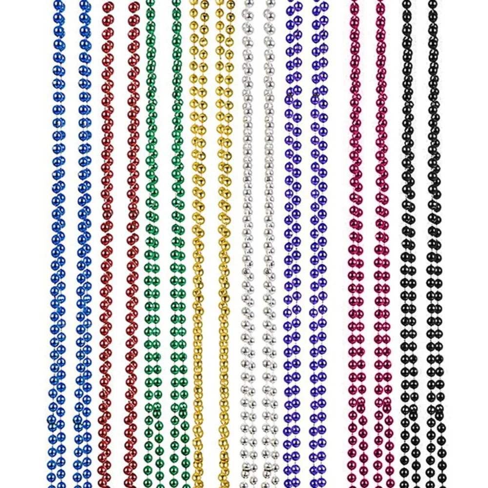

16PCS Mardi Gras Beads Necklaces Party Favors 8 Colors Carnival bead 32 Inches Long with Large 7mm Beads &w