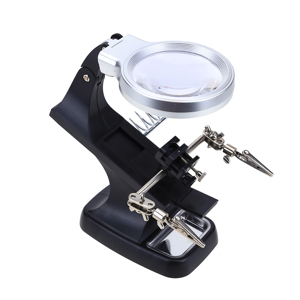 3x 4.5x Desktop Magnifier Welding Magnifying Glass LED Auxiliary Clip