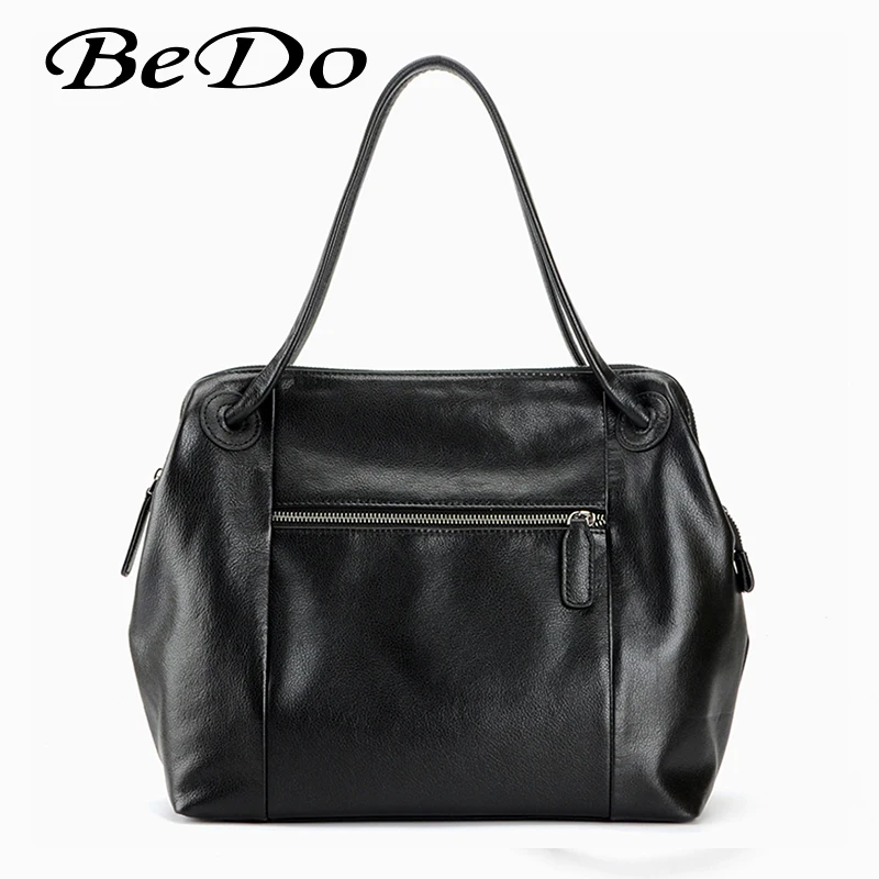 BeDo Women Man Genuine Leather Modern Hand Bags Simple Cow Leather Solid Shoulder Bags Black Red Yellow Bags