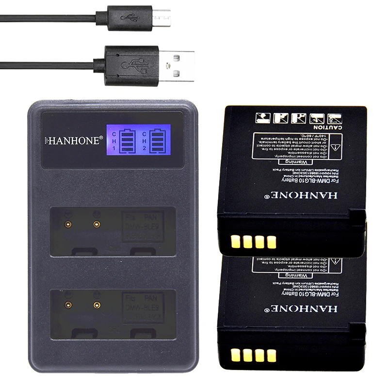 2 шт. 1600 мАч DMW BLG10 BLE9 BPDC15 батарея + LCD двойное зарядное устройство USB для Panasonic LUMIX GF5