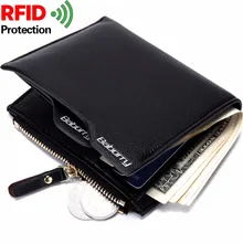 RFID Antirrobo Protección de La Moneda Bolsa de cremallera de los hombres carteras de marca famosa mens wallet Carteras monederos masculinos Nuevo Diseño Superior de Los Hombres billetera