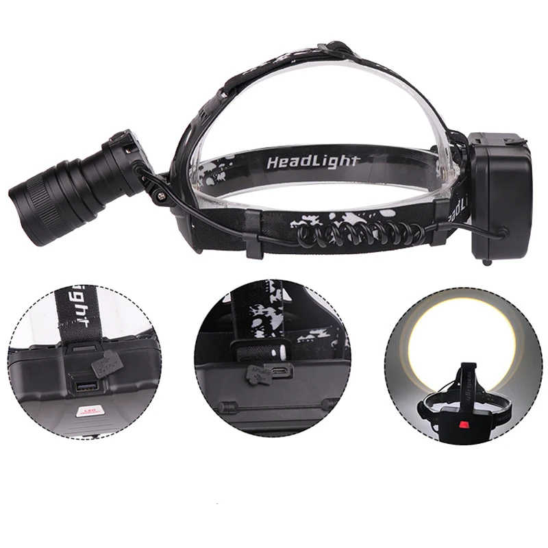 Litwod Z25 светодиодный налобный фонарь XHP70.2 перезаряжаемый 5000LM Высокая мощность для