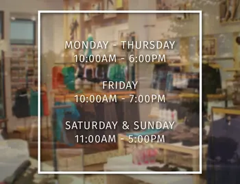 

Store Hours Sign - Simplistic Modern Business Vinyl Square Decal Hours Of Operation Sticker Waterproof Murals For Window BH03