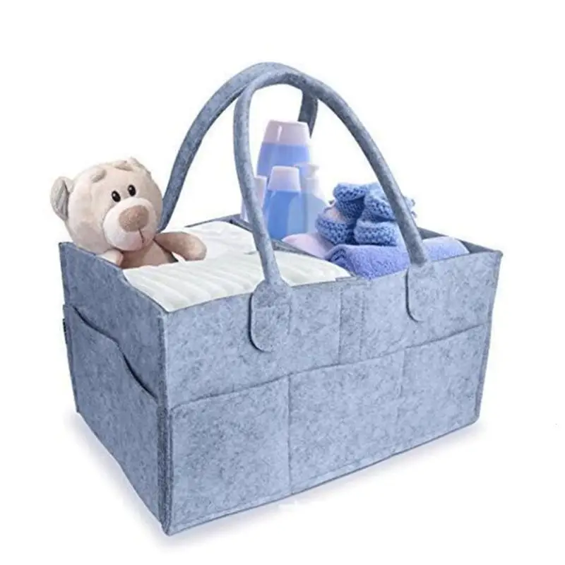 Foldable Felt Storage Bag Baby Diaper Bag Mommy Diaper Caddy Pouch Nappy Changing Bag Toys Tote ...