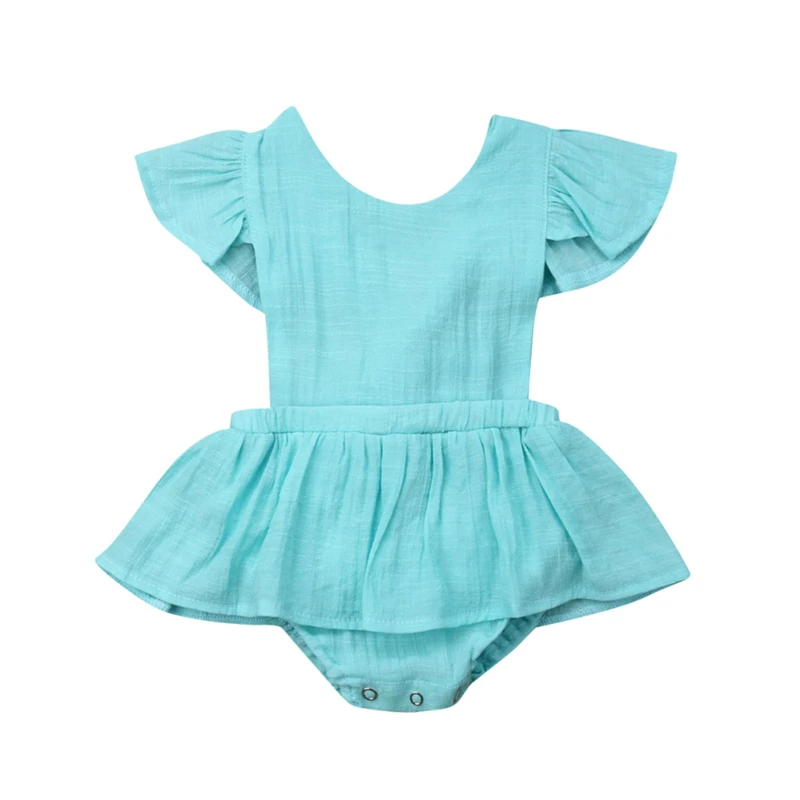 Модный детский хлопковый комбинезон для новорожденных девочек, однотонный комбинезон, Одежда для младенцев, комбинезон с открытой спиной для девочек