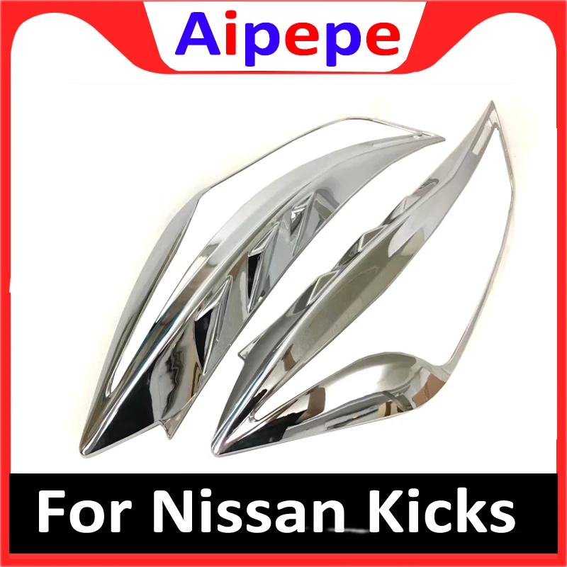 

For Nissan Kicks 2016 2017 2018 ABS Chrome Front Headlight Lamp Cover Trim Frame Bezel Garnish