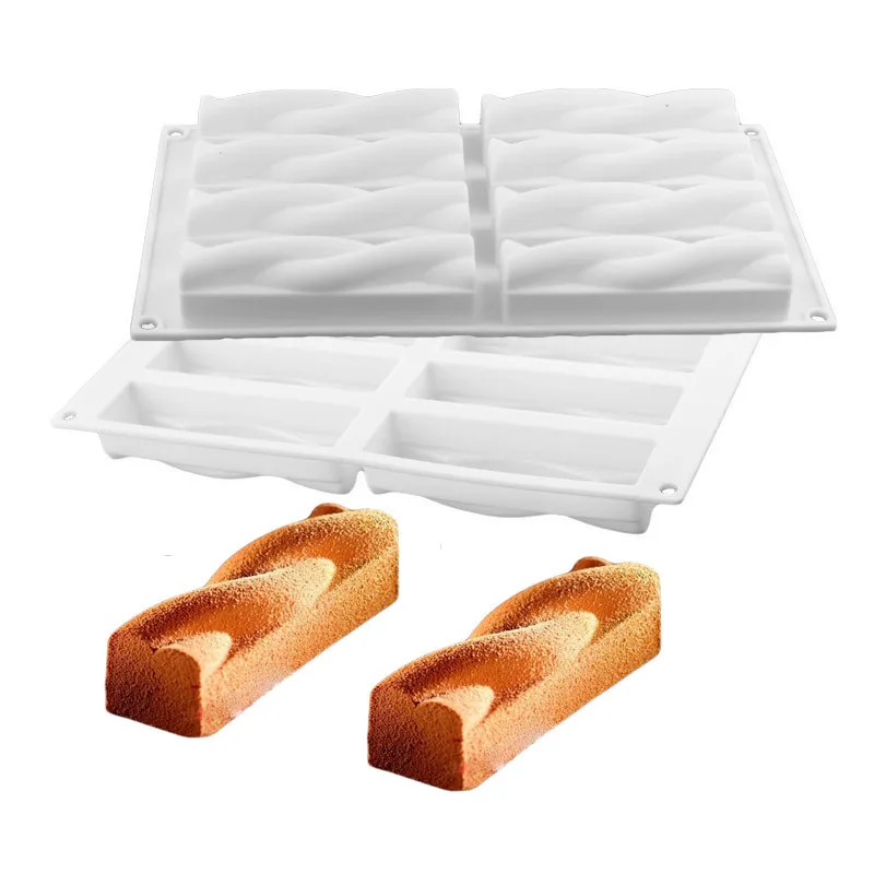 

White Non-Stick Silicone Twist Shape Cake Molds Tea-time Twinkie Energy Bar Muffin Brownie Roll Dessert Bakeware Mold Tools