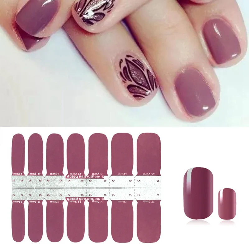 

Pure Color DIY Nail Wraps Full Cover Nails Sticker Art Decorations Manicure Adhesive Polish Nails Solid Color Valentine Gift