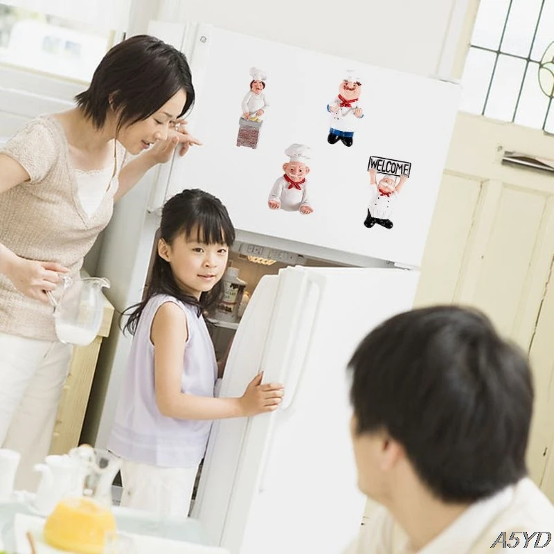 

3D Resin Chef Cook Bread Refrigerator Magnet Fridge Home Kitchen Decoration Accessories Travel Souvenir Gift home decoration