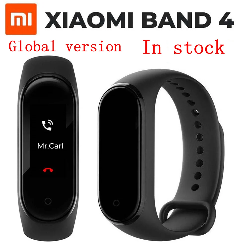 Мировой новейший mi Xiao mi Band 4 умный Спортивный Браслет Сенсорный экран Водонепроницаемый Фитнес-трекер для измерения сердечного ритма спортивный браслет mi Band 4 - Цвет: Global version