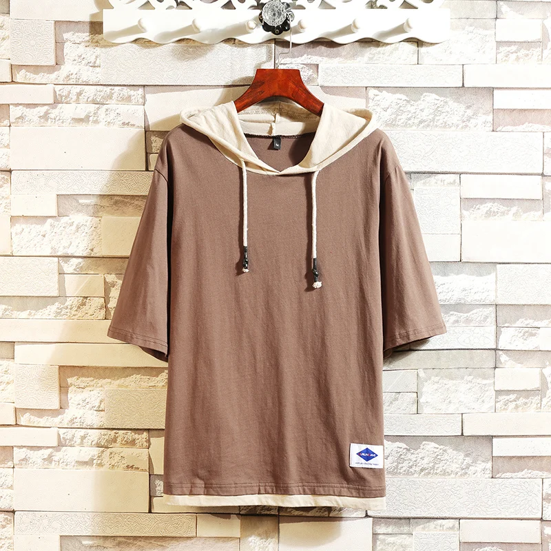 Skup Klasyczna odzież męska topy i koszulki koszulki Plus azjatyckie rozmiary M 4XL 5XL 2019 letnie krótkie rękawy marka z koszulka z kapturem